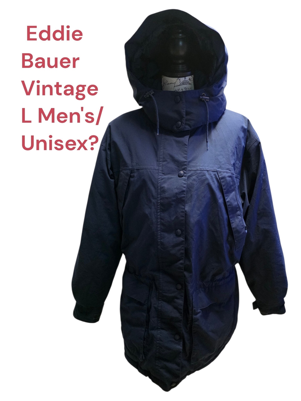 Eddie Bauer Vintage Navy Hooded Men's Jacket Large Euc